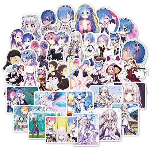 ALTcompluser 50 Stk Anime Re:Zero Starting Life in Another World Stickers Rem Ram Wasserdicht Vinyl Aufkleber für Laptop, Macbook, Gepäck, Skateboard