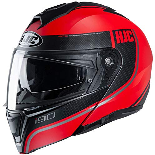 HJC Helmets Motorradhelm HJC i90 DAVAN MC1SF, Schwarz/Rot, M