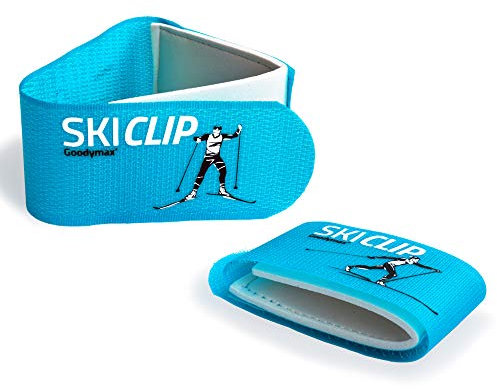 Goodymax 2 x Skihalter SkiClip für Langlauf Nordic Racing Ski Klett Klip Halter Band Riemen