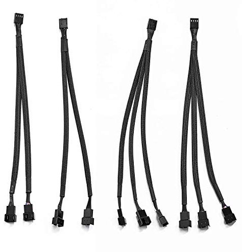 Litorange 4 Pack 4 Pin PWM Fan Splitter Cable , 2 Pieces 1 to 2 Converter + 2 Pieces 1 to 3 Converter for Computer PC Fan Power Cable