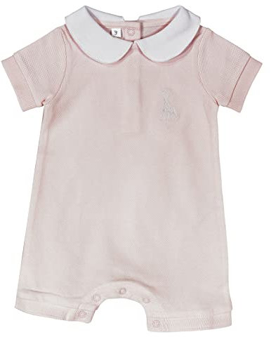 Sophie La Girafe - Combi-Short Bébé - Maille Piquée - Col Claudine - Filles - Rose - Blanc - 6 Mois