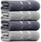 Towelogy® Luxury Egyptian Cotton Face Cloth Flannel Fingertip Towels Set 500 GSM Supersoft and Highly Absorbent Washcloths 30x30 cm (Pack 4, Grey/Silver)