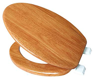 J&V Textiles Elongated Toilet Seat With Easy Clean & Change Hinge (Wooden)