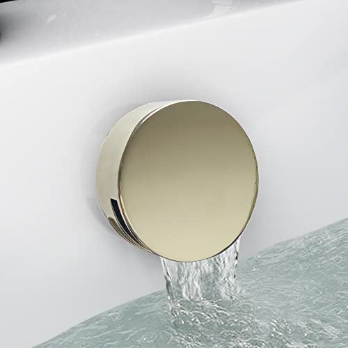 ENKI, W45, Round Cascade Waterfall Freeflow Bath Filler Waste and Overflow, Bath Filler Tap, with Click Clack Bath Waste, Slimline Design, Polished Gold