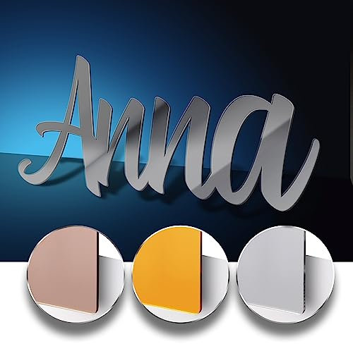 Prénom Pour Porte De Chambre D'Enfant Personnalisable - Nom D'Enfant À Personnaliser - Plaque Plexiglas Gloss ou Paillettes Avec Lettres Découpées - 16 couleurs disponibles (GLOSS Gris)