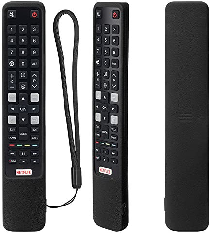 Étui de Protection en Silicone pour RCA TCL Télécommande, RC802N 43P20US 43S6000FS 55X2US 65P20US, Housse Coque pour RCA TCL Télécommande, Antidérapage, Antisismique, Lavable (Noir)