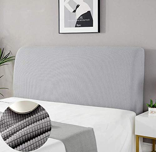 Kopfteilbezug für Einzelbett, einfarbig, elastischer Schutz, Bett-Kopfteilbezug für Schlafzimmer, Dekoration, Hellgrau, 120 cm
