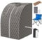 RELAX4LIFE Mini Sauna de Vapor 3L con Temporizador 15-90min y Temperatura Ajustable en 9 Niveles, Sauna Portátil 1000 W con Mando a Distancia y Múltiples Accesorios (Gris)