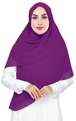 Premium Chiffon Damen Muslim Hijab Kopftuch Schal Quadrat 145 x 145cm (Magenta Lila)