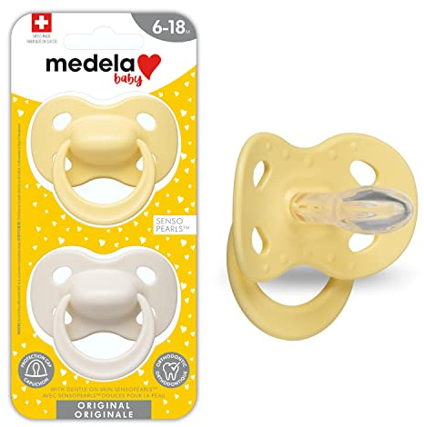 Medela Ciuccio per bambini | 6-18 mesi | Senza BPA | Leggero e ortodontico | Confezione da 2 | Girasole pastello e neutro
