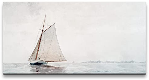 Paul Sinus Remaster 120x60cm Winslow Homer weltberühmtes Wandbild Sailing off Gloucester Segelboot Beruhigend