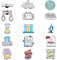 PandaHall Lot de 15 badges à épinglette en émail avec inscription « Word » - 15 styles : livre, stylo, microscope, tube à essai - Broches en alliage pour vêtements, sacs, vestes