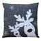 texpot Kissenhülle 40 x 40 cm mit Stickerei Lustiger Elch - dunkelgrau weiß - Weihnachten Winter Advent Kissenbezug