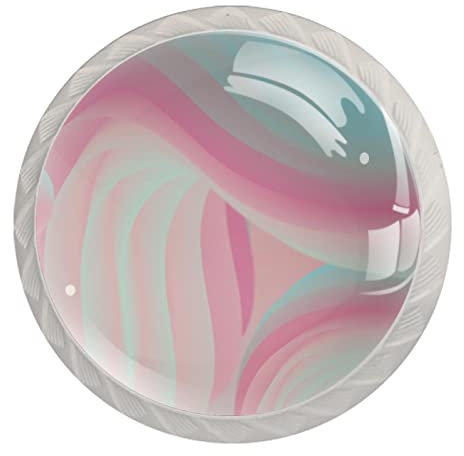 Knäufe aus Glas und Stahl, für Küchenschrank, Tür, Truhe, Möbel, Schubladen, 35 mm, Pastellfarben, 4 Stück