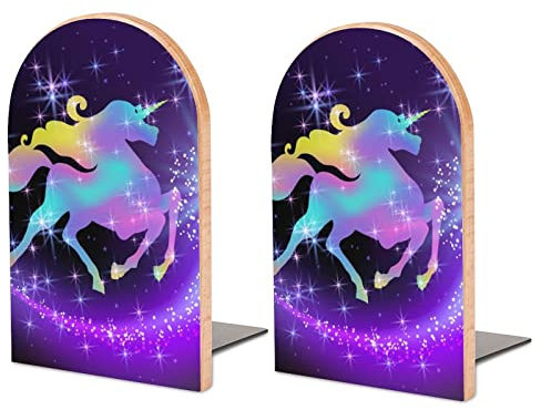 Lot de 1 Paire de Serre-Livres en Bois de Licorne irisée au Galop