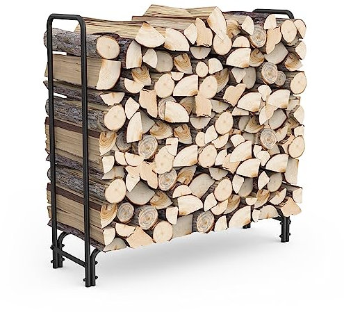 Onlyfire Soporte para Leña, Leñero Exterior para Chimenea Almacén de Leña, 124.4×34.3×122.4 cm