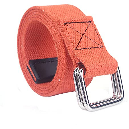 SEIWEI Geflochtener Canvas-Gürtel, 110 cm, Doppelringschnalle, elastischer Gürtel, verstellbarer Gurtband für Damen und Herren, Orange, 110 cm