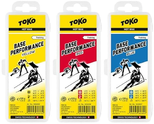 Generisch Toko Skiwachs Set 3 x Base Performance Wax für Alpinski + Langlaufski + Board