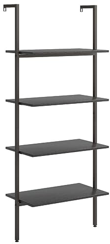 Bussandri Exclusive - Anlehnregal mit 4 Ablagen Schwarz 64x35x152,5 cm