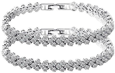 LuLiyLdJ 2er-Pack Damen-Kettenarmbänder, Damenarmbänder, funkelnde Freundschaftsarmbänder
