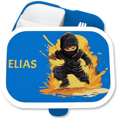 Brotdose Kinder Campus für Mepal - Ninja Schattenkrieger Kampfstil - 750 ml - Blau - lunch box lunchbox vesperdose jungen jausenbox mepal-campus brotzeitdose brotbox fächern fächer