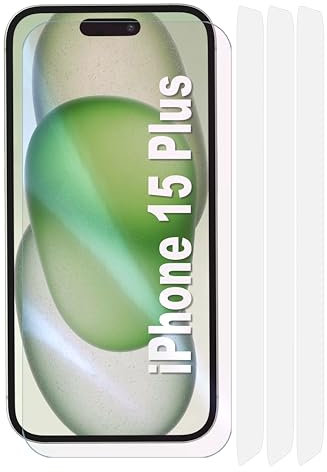 Fonetek 3x Clear Plastic PET Screen Protector Cover Guards for Apple iPhone 15 Plus