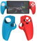 Buziba Controller Silicone Cover Split Protective Sleeve Controller Skin for for Sony PS5 Playstation Portal Handheld Game Console Soft Rubber Case(Red+Blue)