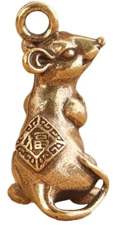 Harilla Rat Keychain Pendant Mini Rat Figurine Home Decoration Backpack Charms Room Office Decor Brass Rat Statue Key Chain Charm