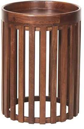 AltoBuy Harper - Bout de Canapé en Manguier Massif Vernis Teinté Noyer