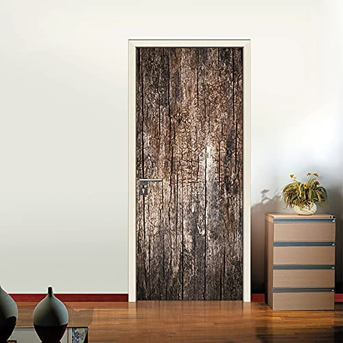 Stickers Porte Grain De Bois De Café Autocollants de Décoration pour Porte PVC Poster pour Porte Amovible Stickers Porte Placard Imperméable Poster de Porte Auto Adhésif Autocollant Porte 90x200cm
