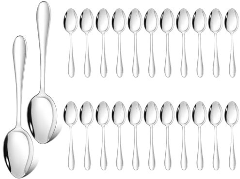 Joyfair Teelöffel 24 Stück, 13,5cm Edelstahl Kaffeelöffel Espressolöffel Set, Dessertlöffel Klein Löffel für Zuhause, Restaurant, Café, Spiegelpoliert & Spülmaschinenfest - Klassisch Griff