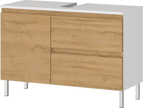 Germania WB-Unterschrank 4331-559 GW-Torrance, in Weiß/Eiche, mit Siphonausschnitt, 80 x 56 x 34 cm (BxHxT)