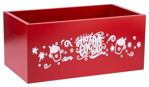 NLGQ Hot Cocoa Bar Wooden Christmas Decor Boxes - Hot Cocoa Bar Containers Hot Chocolate Bar for Storage Caddy Chocolate Coffee - Classic Christmas Decor for Home Office - WB0013