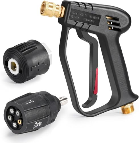 YUET Manico per pistola idropulitrice ad alta pressione con ugello ad acqua multi angolo (tutto in uno), detergente per kit di pulizia auto (M22 14 mm raccordo tubo connettore e connettore rapido