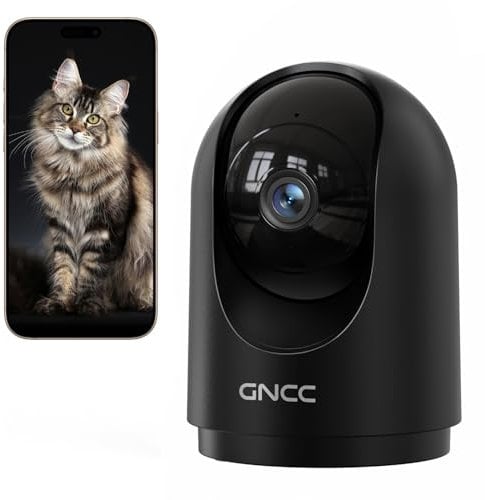 GNCC Überwachungskamera Innen 2K, 360° WLAN Kamera Indoor, Kamera Überwachung Innen mit Automatische Verfolgung, Zwei-Wege-Audio, Nachtsicht, Bewegungserkennung, Kompatibel mit Alexa