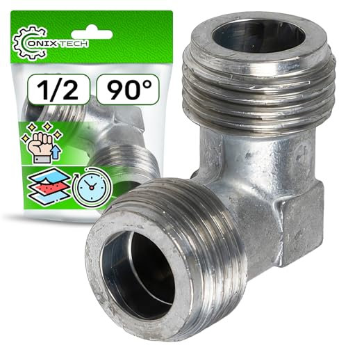 Angulaire Raccord 1/2“ 90° pour Connexion Gaz Mâle/Mâle avec Butée de Joint - MADE IN ITALY - Garantie de 5 Ans - ONIX TECH