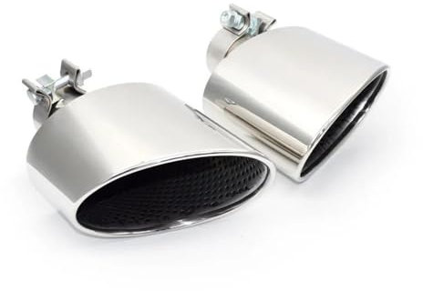 WHARGTSL Passend für Audi A3, A4, A5, A6, A7 auf RS3, RS4, RS5, RS6, RS7, ovale Auspuffendrohrdüse, Auspuffanlage, Schalldämpfer (Silber)