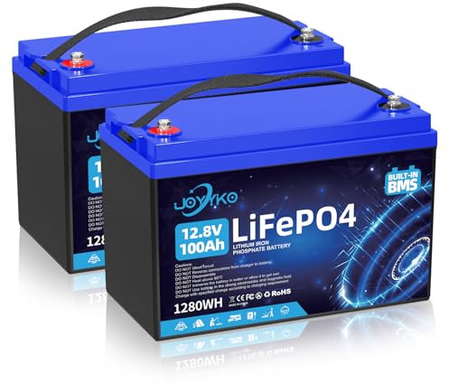 2PC 100Ah 12V Lithium Batterie,Batterie 100Ah 12V LiFePO4,15000 Cycles,Batterie 100Ah 12v LiFePO4,Avec Smart BMS,Protection Basse Température,Pour Camping Car,Systèmes Solaires,Bateaux,Ménages,Camping