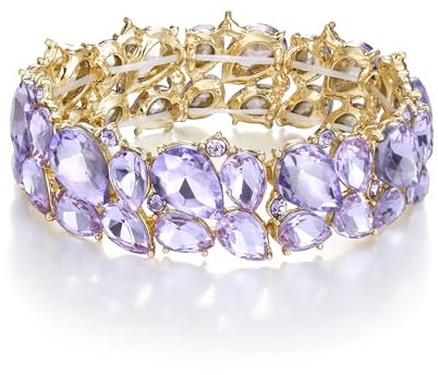 EVER FAITH Armband Damen Hochzeitsfeier Schmuck Österreichisch Kristall 2 Schicht Armkette für Braut Hell Lila Gold-Ton