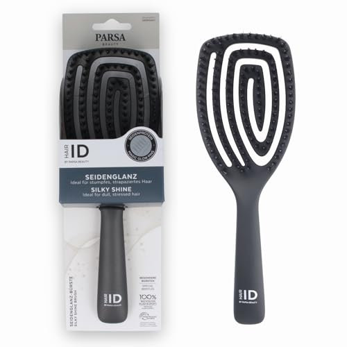 PARSA Beauty Hair ID Seidenglanz Spiralbürste – Premium Haarbürste mit Magic Glow Naturborsten & Seidenprotein – flexibler Bürstenkopf für sanfte Kopfhautmassage – reduziert Frizz & verleiht Glanz
