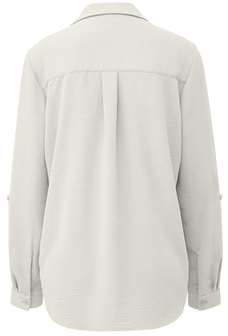 QS Damen Crêpebluse mit Turn-up-ärmel Bluse Langarm