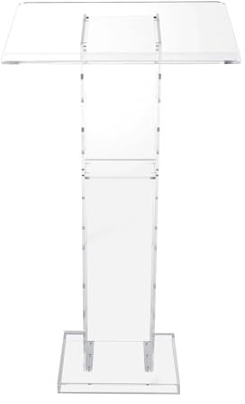pochcicou Acryl Podium, Transparenter Acryl Rednerpult mit Reiter Lesefläche und Speicher Regal, für Schulen, Kirchen, 60x40x110 cm