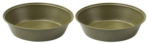 Thous Winds Edelstahl Tiefer Teller, 2er-Set Camping Geschirr Speiseteller, Outdoor Edelstahl Teller Rund, Leichte Robuster Essteller Picknick Teller für Camping, Wandern, Küch - Olivgrün