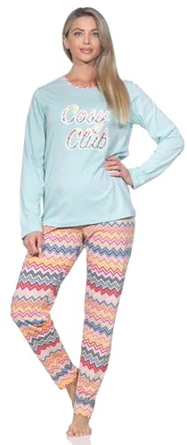 Normann Damen Langarm Schlafanzug Pyjama in wunderschönen Ethno Optik