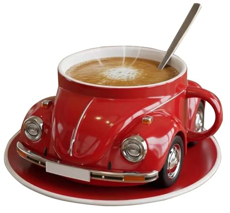 Rulinna-Insect-shaped creative coffee mug, large capacity, heat resistant, very suitable for tea, coffee, latte - odd-shaped cups novel teacups, gifts for coffee lovers (red)