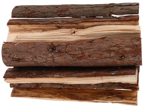 ABOOFAN Lot de 10 Bûches Décoratives de 22 Cm Écorce en Bois Naturel de Sapin, Fausses Bûches Séchées pour Insert de Cheminée à Bois, Ambiance Feu de Camp Intérieur et Extérieur