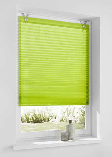 Kutti Plissee Rollo Riva grün 40 x 125 cm – Ösenrollo ohne Bohren – Sicht- & Sonnenschutz – Werkzeuglose Fenster-Montage – Halbtransparent – Polyester