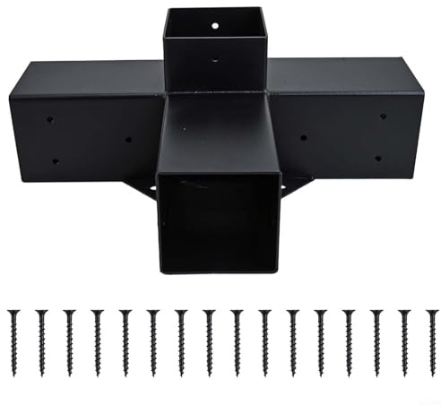 Pergola Brackets Kit with Screws for 4x4 Inch Lumber Alloy Steel Garden Gazebo DIY Outdoor Structure Building Accessory for Patio and Backyard(A)