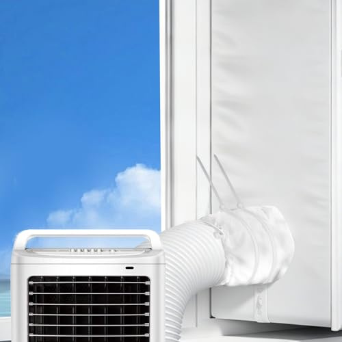 Kit Ventana Aire Acondicionado Portatil 500cm, Sellado Ventana para Aire Universal con Cordón Ajustable, para Ventanas Abatibles, Sin Taladros, Cubierta Aislante Ventana para AC Móvil