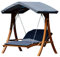 Design Hollywoodliege Doppelliege 'Aruba' aus Holz Lärche mit Dach, Farbe:Macao